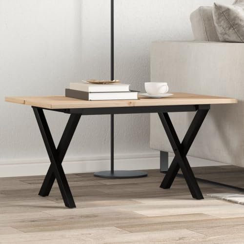 Homgoday Couchtisch X-Gestell Tischbeine Tischgestell Tischfusse Möbelfüße Tischkufen Tischgestell für Moderne Couchtisch, kafftisch, Wohnzimmer 80x50x40cm Massivholz Kiefer und Gusseisen