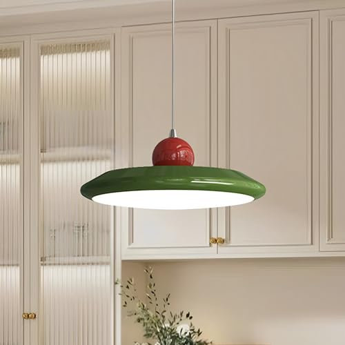 Plafonnier Chambre à Coucher lumières LED Modernes en Forme de Soucoupe Volante Style crème scandinave Lampes suspendues de Bar Modernes Lampes suspendues de Table à Manger (Vert)
