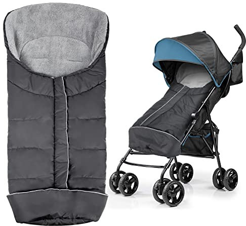 Winterfußsack Baby Fußsack Fußsack für Kinderwagen Buggy Gepolsterter Fußsack Winterfußsack Reißverschluss Waschbar für Babyschale, Kinderwagen & Buggy (Black-Gray-02)