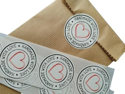 Klebeetiketten 'Handmade' auf Rolle, 100 Stück, 5 cm, PP glänzend