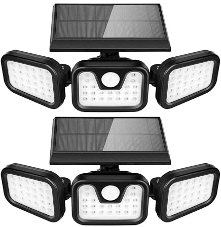 Garden Gear High-Performance Solar-Powered Motion Sensor Security Light 74 LEDs Adjustable Lamp Heads, Remote Control and Weatherproof IP65 Design (2)