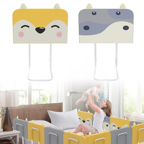 UISEBRT Bettgitter 50 cm Rausfallschutz Bett, Bettschutzgitter für Kinder 5-Loch Höhenverstellbar Kinderbettgitter Sicherheitsschutz für Kleinkinder, Babys und Kinder (Graue Kuh)