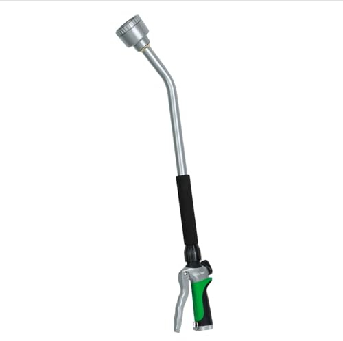 RESTMO Long Watering Wand, 24 Inches Gentle Soft Full Shower Sprayer Wand with Flow Control, Heavy Duty Metal Hose Wand for Hanging Baskets, Shrubs, Plants, Flowers, Garden and Lawn