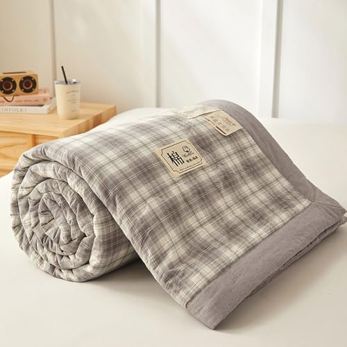 DOTBUY-SHOP Bettüberwurf Steppdecke, Baumwolle Karo Tagesdecke Leichte Tagesdecken mit Präge Wohndecke aus Gesteppt Bettdecke Bettbezug für Einzelbett Doppelbett (grau,150x200cm)