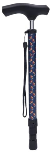 MAS QUE AYUDAS – Bastón Telescópico Extensible Easy, Plegado Rápido sin Esfuerzo, Altura Ajustable 74-91 cm, Puño de Madera, Bastón para Caminar y Pasear, 320 g, Azul