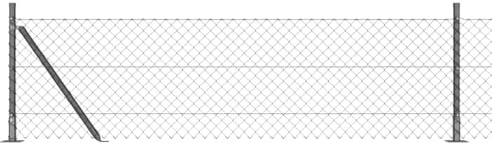 vidaXL - Chain link fence with 7 flanged posts (0.6 x 10 m), galvanised steel