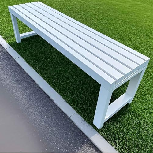 Generisch Gartenbank Metall Parkbank Ohne Lehne Balkon Sitzbank Wetterfest 2-4 Sitzer 100x40x45cm 120x40x45cm Für Garten Terrasse Belastbarkeit 200kg(Weiß,1.0m)