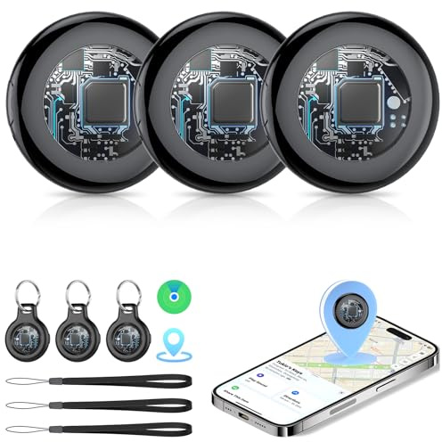 Tukio Air Tracker Tags-3 Pack [MFi Certified] for Apple Find My (iOS Only) | Key Finder Bluetooth Tracker, 100dB Alarm Volume, Replaceable Battery, Item Locator Smart Tag for Keys, Bag, Luggage and More