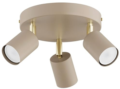 KAR LIGHTING Deckenleuchte 3-flammig Beige Rund – schwenkbarer Deckenstrahler & LED Spotlampe aus Metall – GU10 Strahler für Küche, Wohnzimmer, Flur – modern & LED geeignet