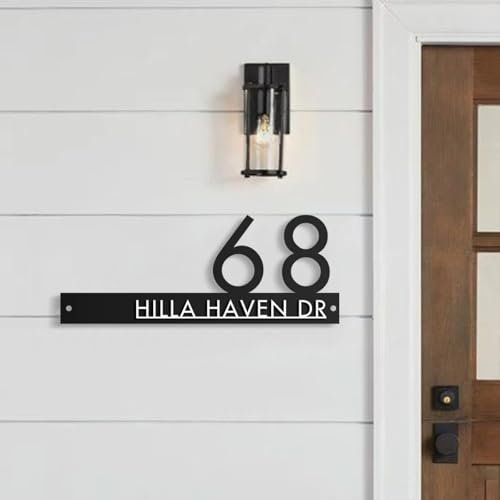 Individuelles modernes Hausnummernschild, Acryl, für den Außenbereich, Hausnummernschild, Türschilder, individuelles Straßenschild (Schwarz-A)