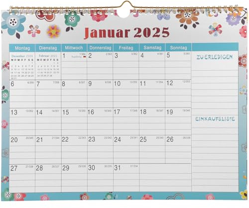 WEKAMOS Deutscher Wandkalender 2024-2025 Mit Feiertagen Und SchreibfläChen HäNgender Monatskalender FüR Zuhause Und BüRo Praktischer Terminplaner Mit Spiralbindung Und AufhäNgering