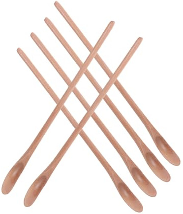 LIFKOME 6 Piezas Cucharas de Madera con Mango para Café Miel y Té Cucharillas Resistentes Olores para Cocina y Utensilios Versátiles para Bebidas y Postres