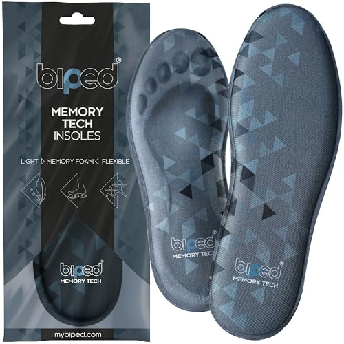 biped MEMORY TECH Foam Einlegesohlen - Weiche Premium Einlegesohlen Herren & Damen - Memory Schaum Einlagen für alle Schuhe, Sneaker & Stiefel - Schuheinlagen für Sport & Alltag z2934(39-40)