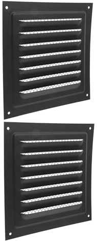 GLEAVI Cubierta Metálica para Ventilación Exterior 2 Piezas 150X150 MM Rejilla Antilluvia Negra Protección contra Humedad para Extractor de Baño y Ventilador de Secadora Adecuado para