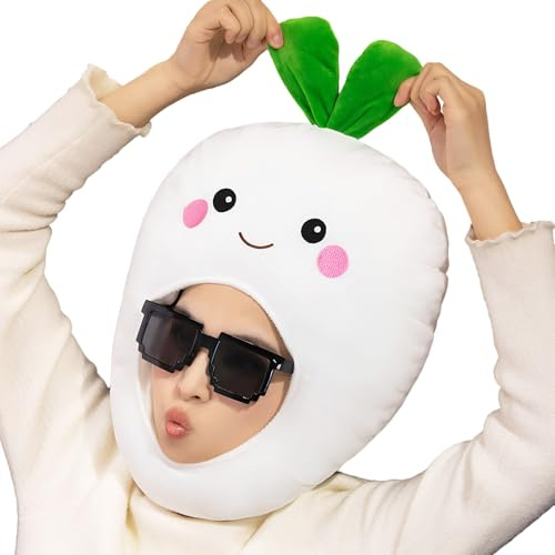 Fruit Headpiece,White Radish Dress Up Party Favors | Vegetable Hat,for Carnival Festival Holiday Birthday Party Celebration Women Girls