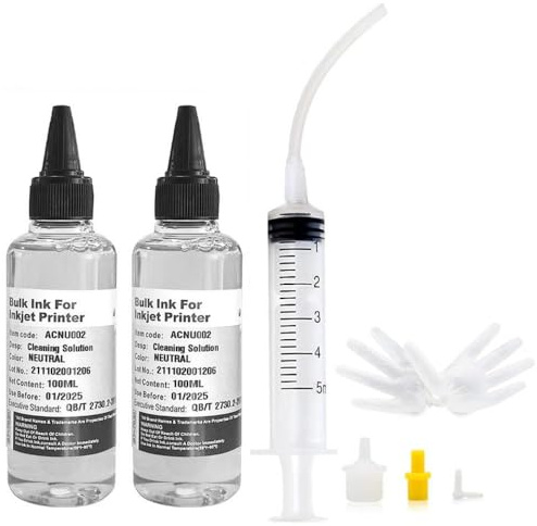 JCxYGAP Pulitore testina di stampa Kit pulizia testina di stampa Liquido detergente per getto d'inchiostro con tubo compatibile con stampanti(Cleaner 2PK)