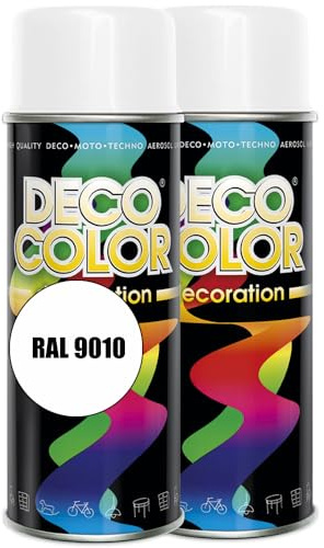 Deco Color 2er Sparpack Lackspray 400ml glänzend nach RAL - Farbauswahl (2 Dosen in weiss glanz RAL 9010)