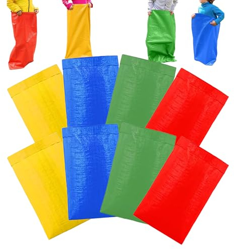 8-Pack Multi-Color PP Potato Race Bags för utomhusspel | 24 x 39 tum Sack Race Bags | Family Lawn Party Activity For Kids Adults | Skolfältdag Team Building Equipment