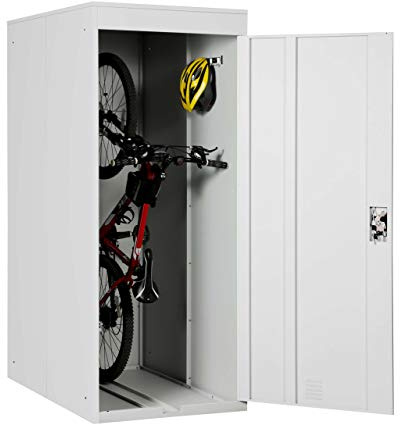 PROREGAL Fahrradgarage | HxBxT 192x79x122cm | Fahrradbox Gerätehaus Fahrradunterstand | Hellgrau | erweiterbar abschließbar Metall