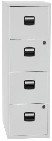 Bisley Home Hängeregistraturschrank PFA, 4 HR-Schubladen, Metall, 645 Lichtgrau, 40 x 41.3 x 132.1 cm