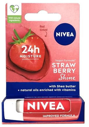 Nivea Lip Balm - Fruity Shine STRAWBERRY -Pack of 1 by Nivea