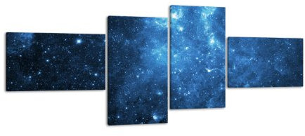 wandmotiv24 Leinwandbild Sternennebel LW378 Wandbild, Bild auf Leinwand, 4 Teile, 200x90cm, Kunstdruck Canvas, XXL Bilder, Keilrahmenbild, fertig aufgespannt, Bild, Holzrahmen, Stern, Staub, Space,