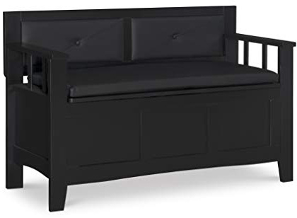Linon Carlton Padded Bench, 44.5W x 17D x 30H, Black