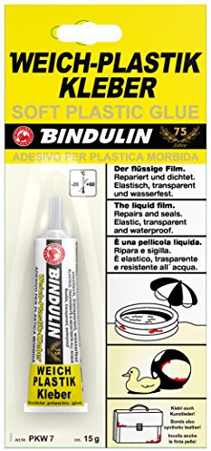 Bindulin Weich-Plastik-Kleber 15g Tube SB, Transparent, Wasserfest, Paste, für Plastik-Artikel, PVC-Schwimmbeckenfolien, Nylon, Metall, Leder, Gummi, Holz