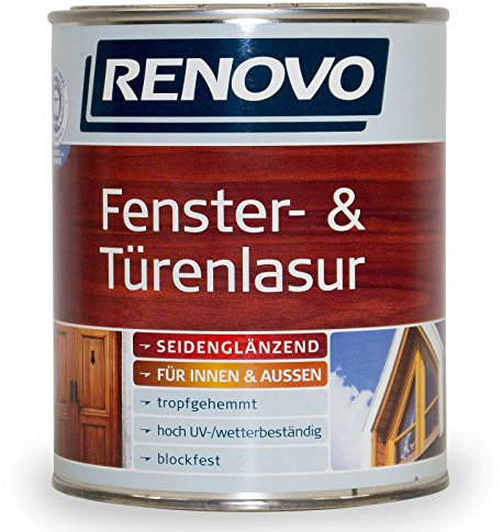 0,75L Renovo Fenster- und Türenlasur Holzlasur 8410 Nussbaum Seidenglänzend