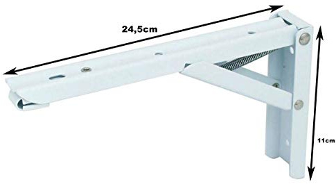 2x Stabile Klappscharniere Regalwinkel Klappwinkel - Edelstahl Winkel klappbar mit hoher Belastbarkeit in verschiedenen Größen (24,5 x 11 x 1 cm, Weiß)