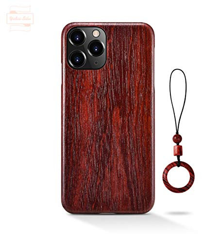 Yidai-Silu Coque iPhone XS Max Etui en Bois 【Œuvre d'art, Ultra-Fine 0,8mm】 Housse Case en Fibre d’Aramide de Protection Coque Antichoc pour iPhone XS Max 6,5” - Bois Rouge