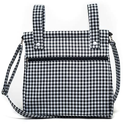 Bolsa panera de algodón vichy - Bolso carro - Talega carrito de bebé - Nenel (Negro)