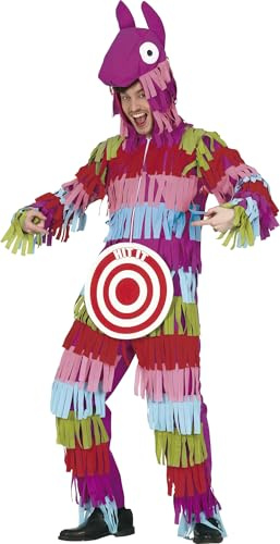 FIESTAS GUIRCA | Piñata Kostüm für Herren (52-54/L) - Kapuze, Zielscheibe und Overall - Ideal für Junggesellenabschiede, Videospiel Partys und Feiern - Erwachsene Kostüme für Karneval und Halloween