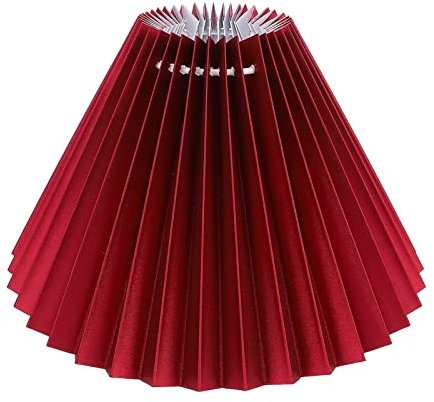 Minkissy Plissee Lampenschirm E27 Stoff DIY Falten Plissee Stoffschirm Lampenabdeckung für Tischlampe Wandlampe Stehlampe Wandleuchte Pendelleuchte Kerze Kronleuchter Deckenleuchte Rot