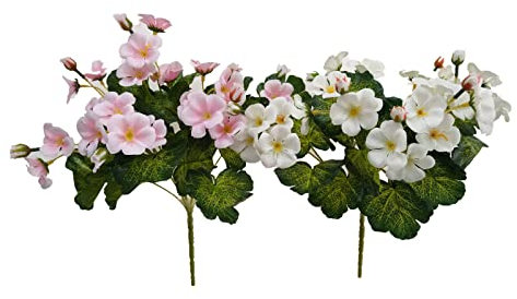 2 Bündel Simulation Begonie Blume Zweifarbige Mischung Künstliche Blumen Hochzeit Haus Garten Outdoor Dekoration Landschaftsbau Pflanze (Weiß - Rosa)