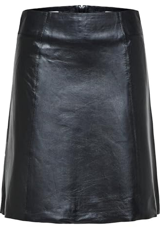 SELECTED FEMME SLFNEW IBI MW Leather Skirt B Noos, Gonna di Pelle da Donna, Black, 42