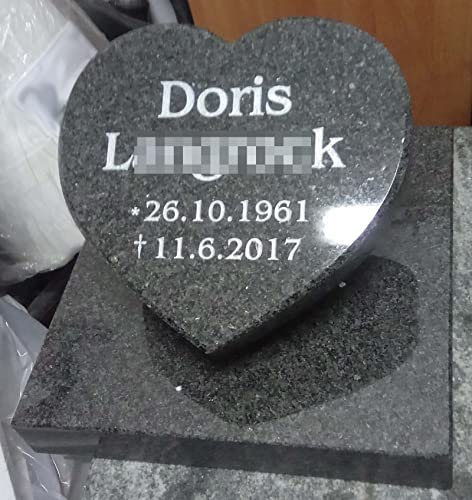 designgrab NeroL360-70x70 cm Herz auf Grabplatte aus Granit Nero Impala, inkl. Beschriftung von Vor- und Nachname sowie Geburts- und Sterbedatum
