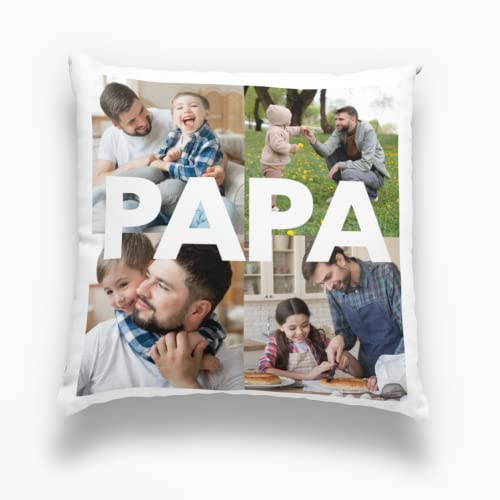 Genérico Cojín Personalizado Papá con Fotos, Regalo Día del Padre - 35x35