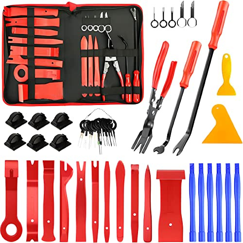 Retoo Herramientas de desmontaje automático, Juego de 45 cuñas para molduras de automóviles, Herramienta de reparación de automóviles Universal para Quitar Paneles de Paneles de Puertas