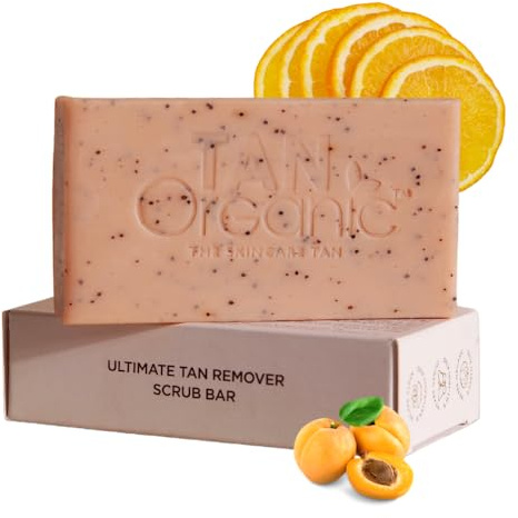 TanOrganic Ultimate Tan Removal Scrub Bar 125 g, 60 Sekunden Fake Tan Remover für glatte, samtige Haut, feuchtigkeitsspendende Formel mit Bio-Ölen