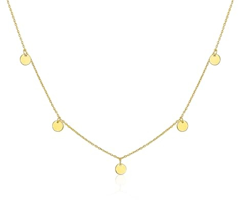 Mary & Jules Halskette Damen Gold 925 Sterling Silber, aus recyceltem Silber, vergoldet, Kette mit Plättchen, Choker Damen, Coin Kette Gold für Frauen Mädchen, Goldkette