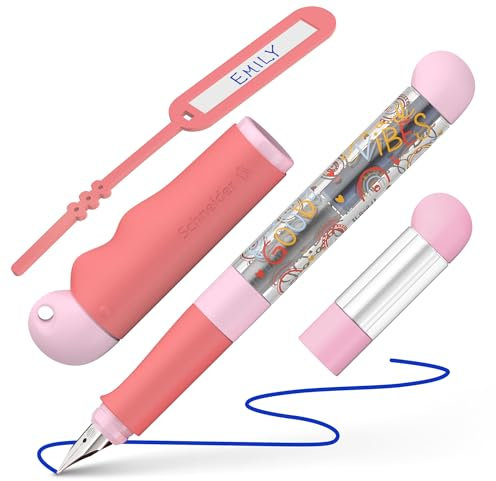 Schneider 162918 Base Kid Füller (für Linkshänder, mit Anfängerfeder und großen Fingerflächen) rosa-rot