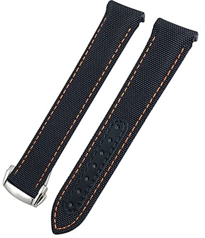 ORKDFJ 20 mm Canvas-Lederarmband für Omega Seamaster 300 Speedmaster AT150 Planet Ocean, Nylon-Uhrenarmband, 20 mm, Achat