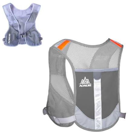 Achsoo Reflektierender Trinkrucksack Leichter Trinkweste Trail Marathoner Running Race Rucksack Leichte Herren und Damen Hydration Pack (Grau)