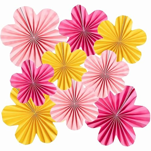 9er Set Bunte Papierfächer – Farbenfrohe Partydeko für Hochzeit, Geburtstag & Feste | Wiederverwendbare Hängedeko in Verschiedenen Größen