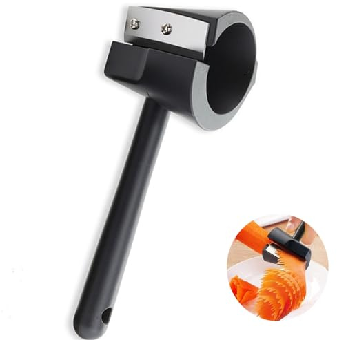 Zhouocea Stainless Steel Vegetable Slicer, Professional Flower Roller Peeler, Kitchen Roller Vegetable Cutter, Black, Effortless Vegetable Slicer, Elegant and Creative