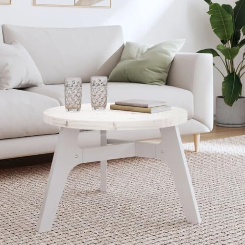 qohoio Tischplatte Schreibtischplatte Table Top Gartentischplatte Tischplatte Rund Weiß Ø60x3 cm Massivholz Kiefer