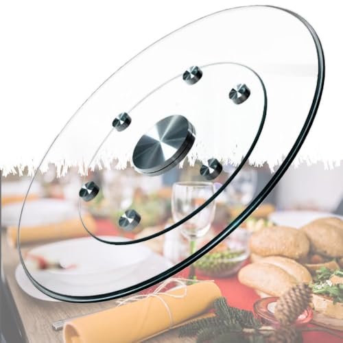 QSPNVFB 80cm Lazy Susan Piano Girevole per Tavolo da Pranzo, 90cm Grande Piatto da Portata Girevole in Vetro Temperato, Rotondo Giradischi Centrotavola(85cm(33inch))