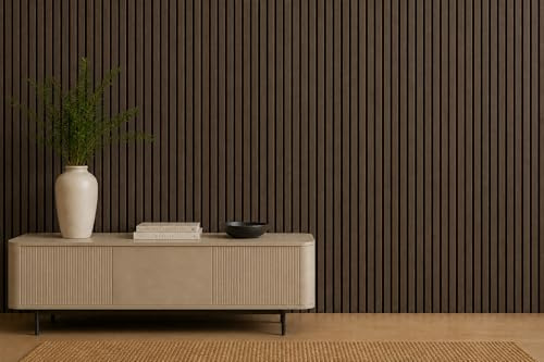 Acoustic Slatted Wall Panel Decorative Slat 3D Timber Oak Natural - 2400mm x 600mm (Panel Dark Oak 2400x600mm)