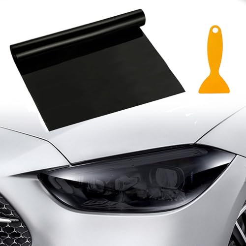 Pellicola oscurante fari auto, modifica del colore delle luci dell'auto, tagliabile, impermeabile, autoadesiva pellicola fari auto, 30 x 120 cm (Nero)